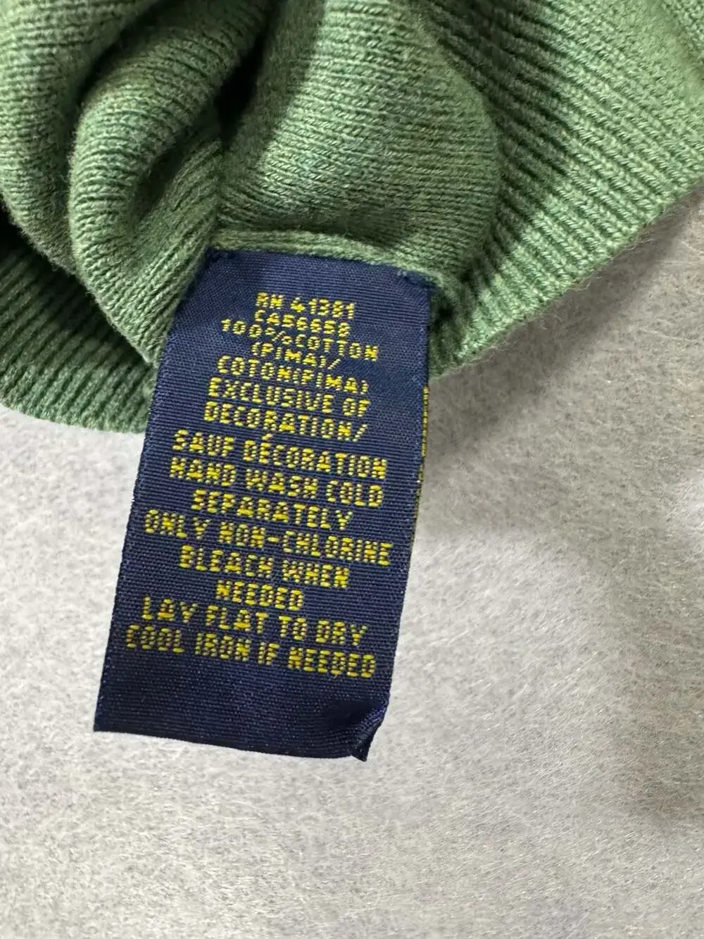 Polo Ralph Lauren V-Neck Sweater Size L Green Pima Cotton
